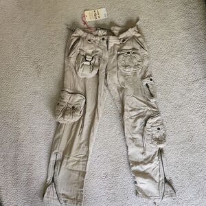 Beige Cargo Pants with Multiple Pockets
